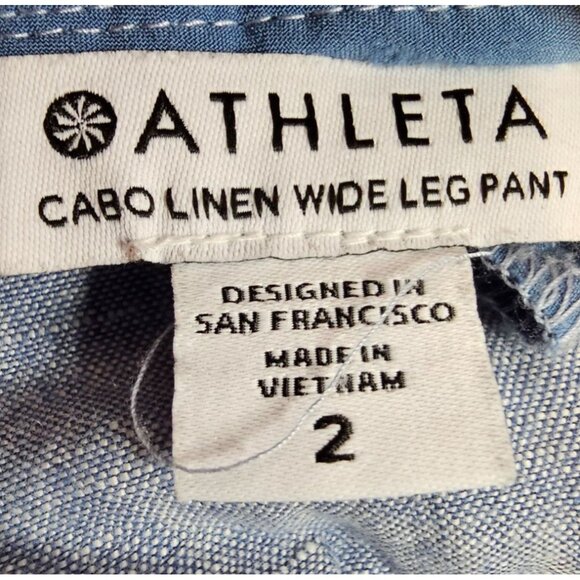 Athleta Womens 2 Blue Cabo Linen Wide Leg Pants - Picture 13 of 15